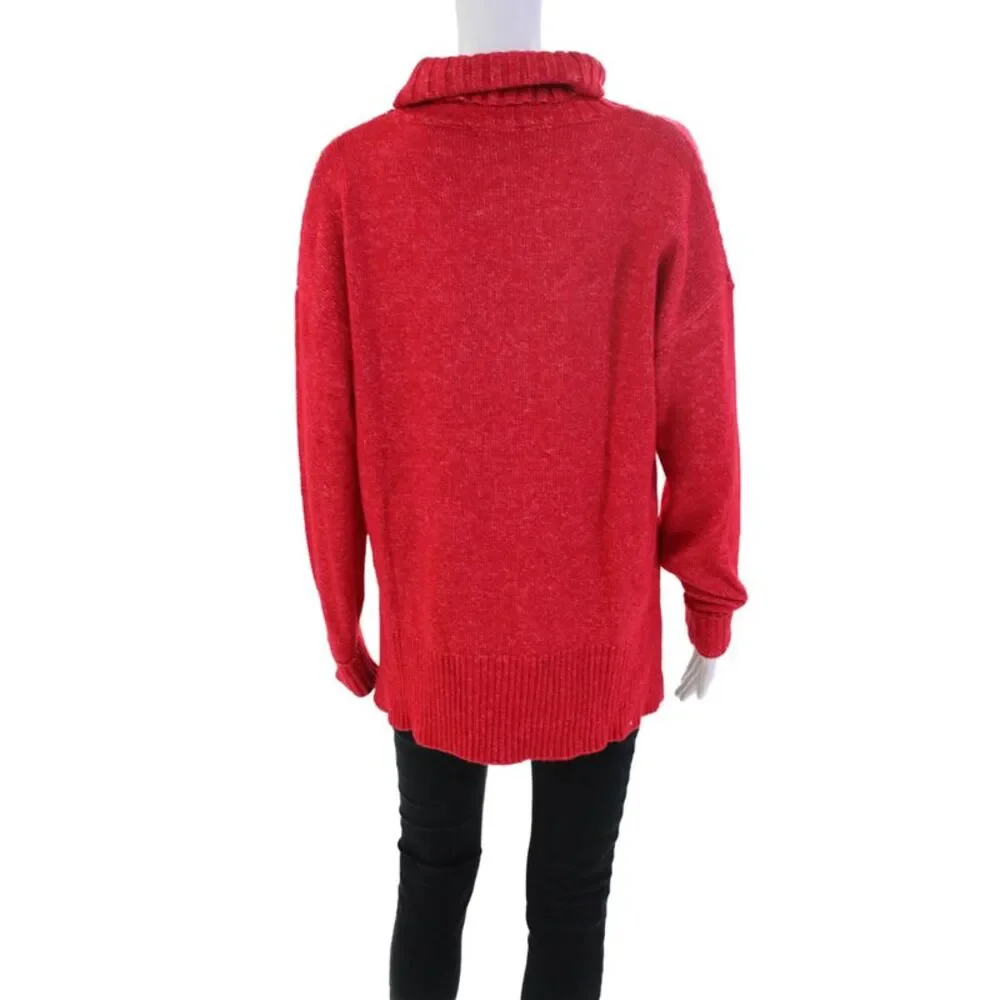 Renuar Womens Turtleneck Long Sleeve Pullover Sweater Top Berry Size M
